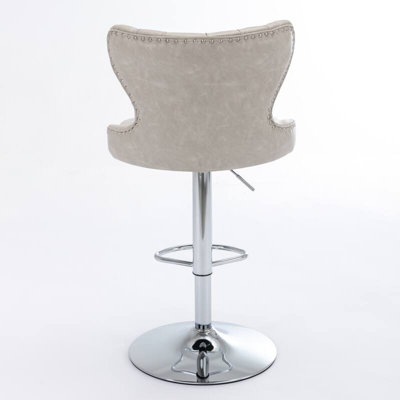 Modern Upholstered Chrome base Bar Stools Swivel Barstools Adjusatble