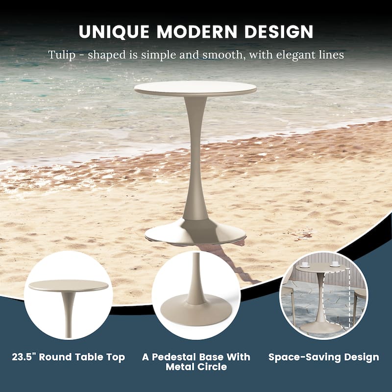 Frond and Form 23.5 Inch Outdoor Steel Dining Table