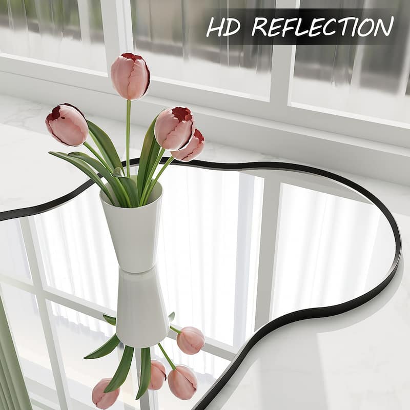 Irregular Wall Mirror Asymmetrical Decorative with 5 year warranty - Black