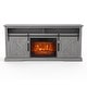 preview thumbnail 30 of 37, 68" Farmhouse Sliding Barn Door Fireplace TV Stands Console Table with 23" Electric Fireplace
