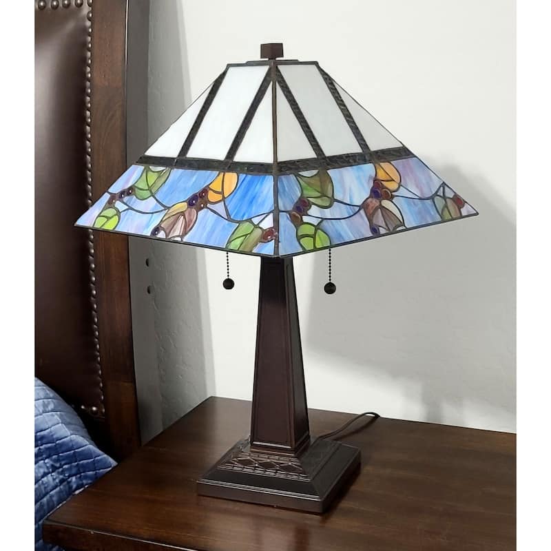 22-Inch Dark Brown Metal Candlestick Table Lamp with White Shade - 11" x 21" x 22"
