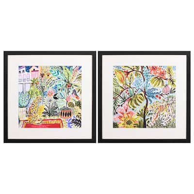 Jungle Cat Landscape S/2 Framed Art Print Under Glass