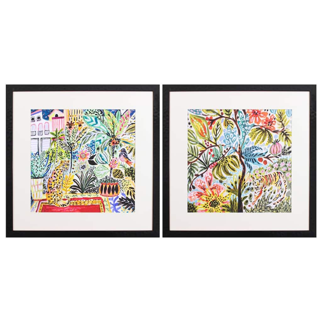 Jungle Cat Landscape S/2 Framed Art Print Under Glass