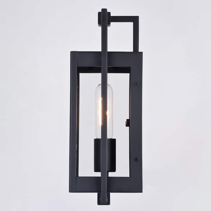 Sheridan Matte Black Contemporary Indoor Outdoor Wall Lantern Light Fixture with Clear Glass