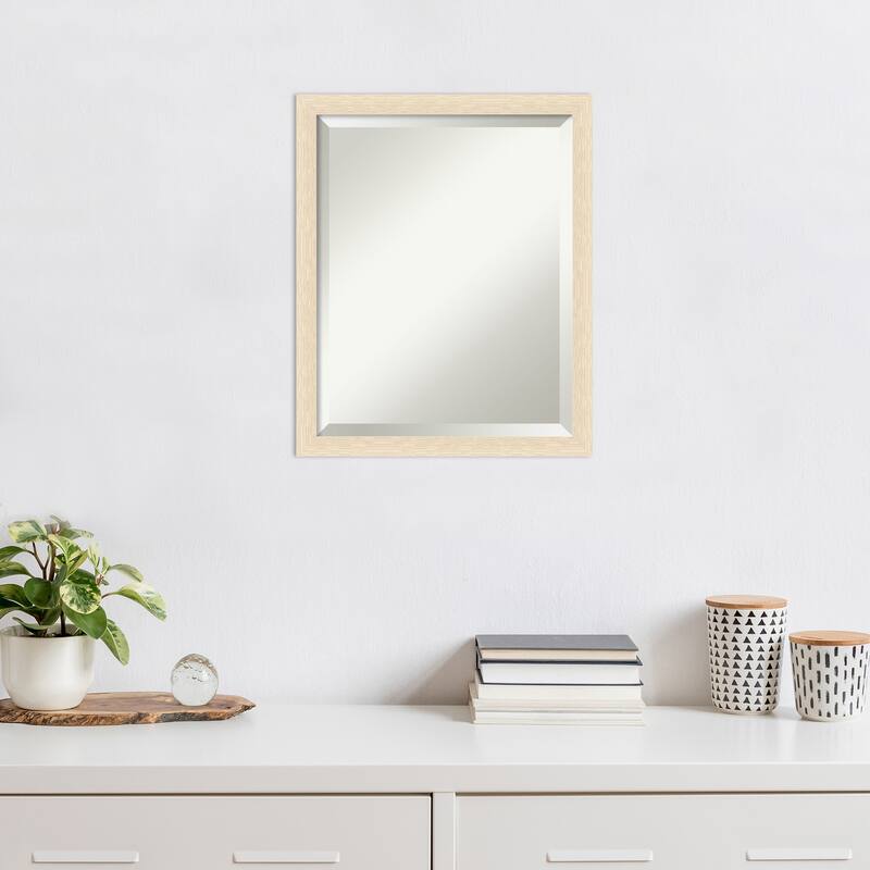 Woodgrain Stripe Beveled Wood Framed Wall Mirror