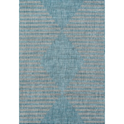 Skyline Decor Blue Villa Rugs in Rectangle Shape - 8' X 11'