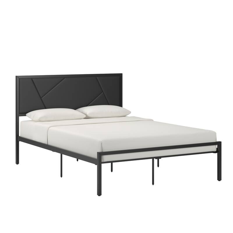 Brunia Metal Platform Bed with Geometric Headboard by iNSPIRE Q Classic - Full