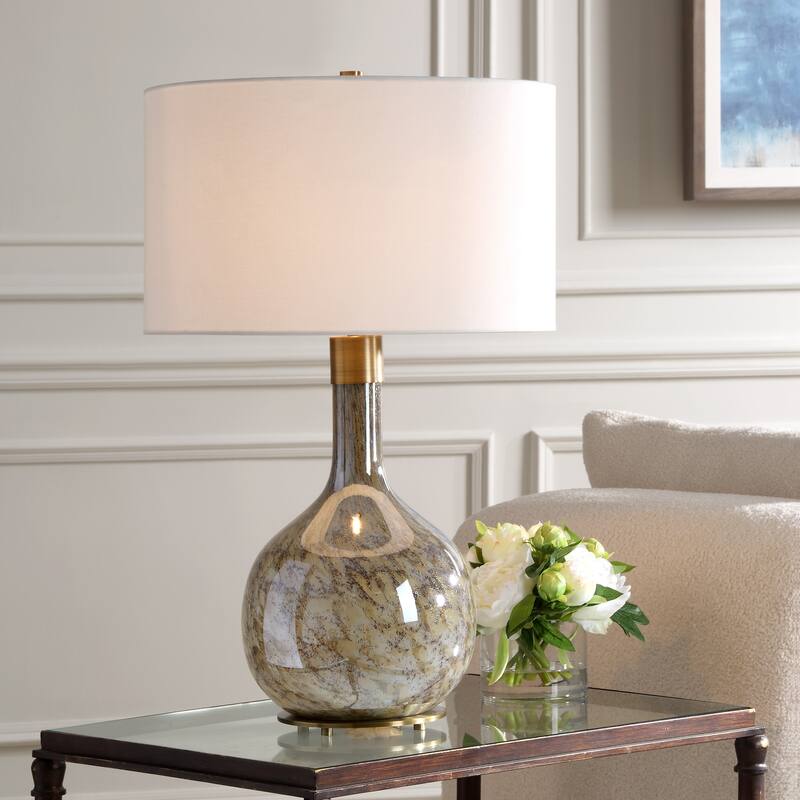 Uttermost Rhine Brown Glass Table Lamp - 27.25'' H X 17'' W X 17'' D