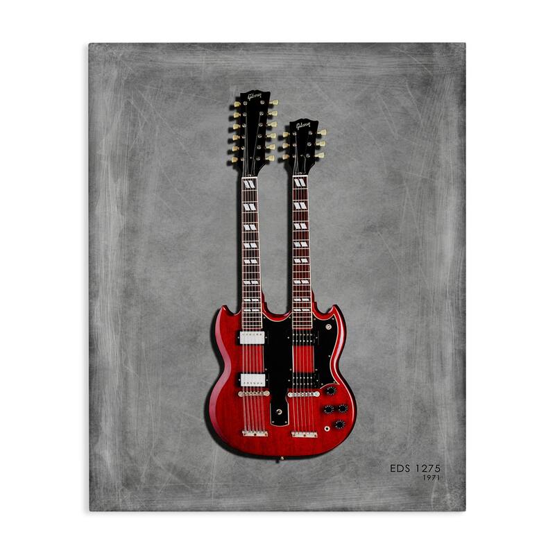 Stupell Red Double Neck Guitar Canvas Wall Art Design By Mark Rogan - 30 x 40