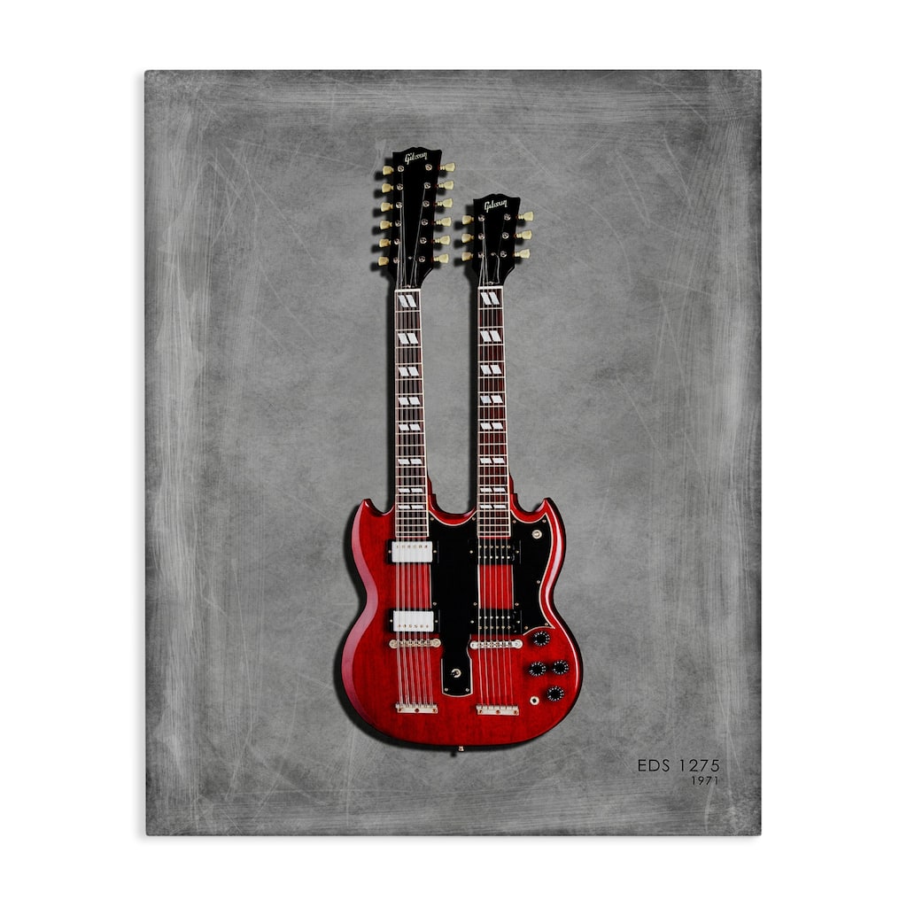 Stupell Red Double Neck Guitar Canvas Wall Art Design By Mark Rogan