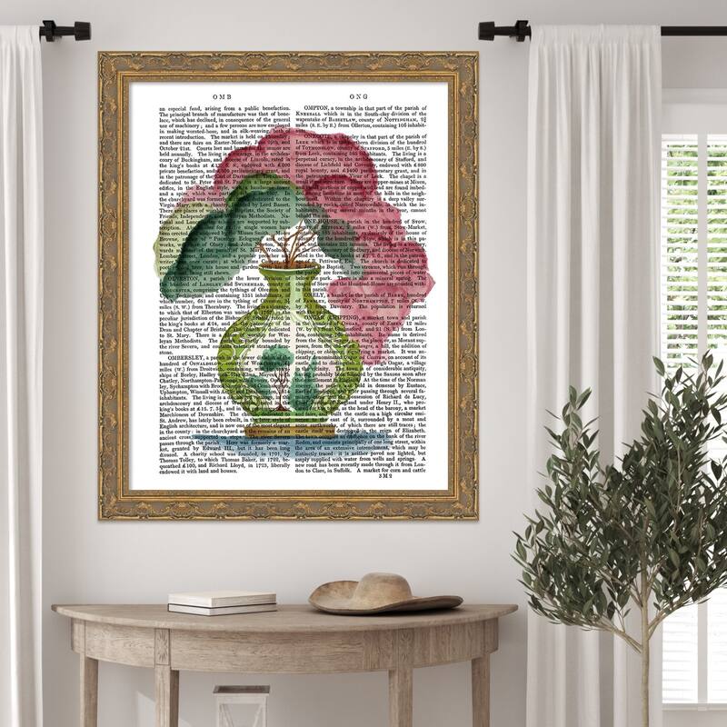Pink Green Vase No. 3 by Fab Funky Wood Framed Wall Art Print