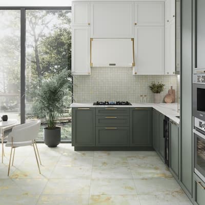 Apollo tile 24" x 24" Aureate Natural Moss Green Porcelain Tile (15.27 sq ft/case) - 4 Pack