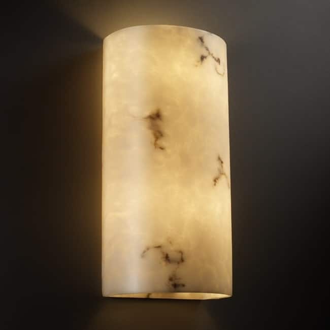 Justice Design LumenAria 2-light (No Metal) Open Top and Bottom Wall Sconce, Large Faux Alabaster Shade - Faux Alabaster Resin