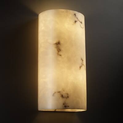 Justice Design LumenAria 2-light (No Metal) Open Top and Bottom Wall Sconce, Large Faux Alabaster Shade