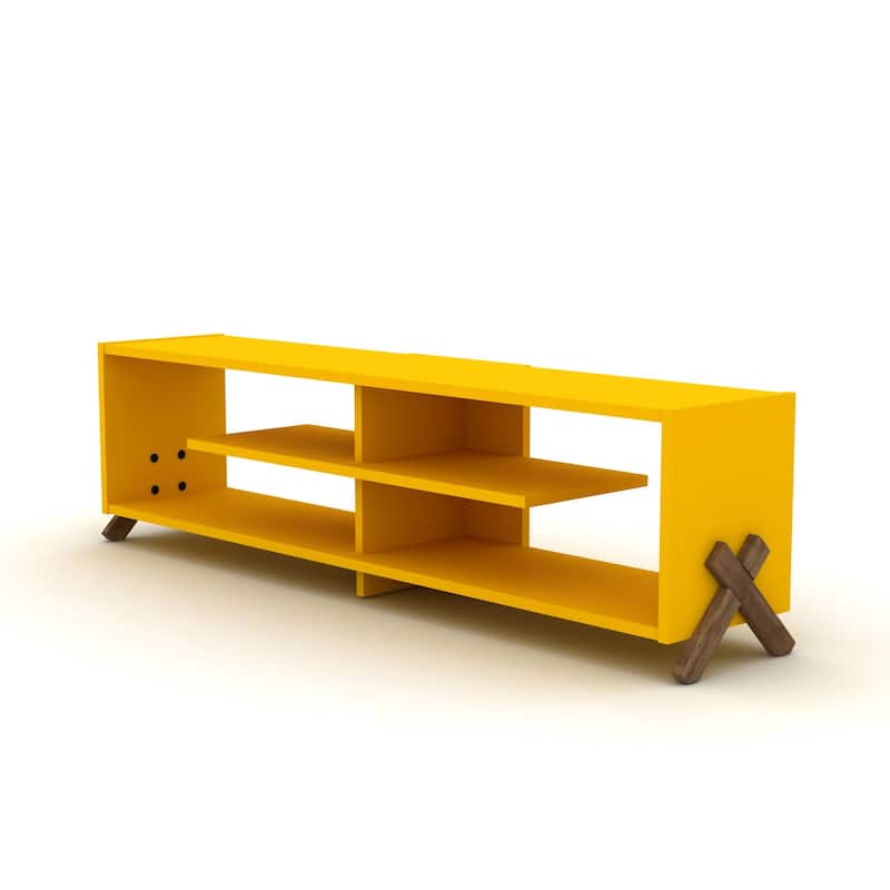 FurnisHome Store Mid Century Modern Tv Stand 4 Shelves Open Storage Wood Legs