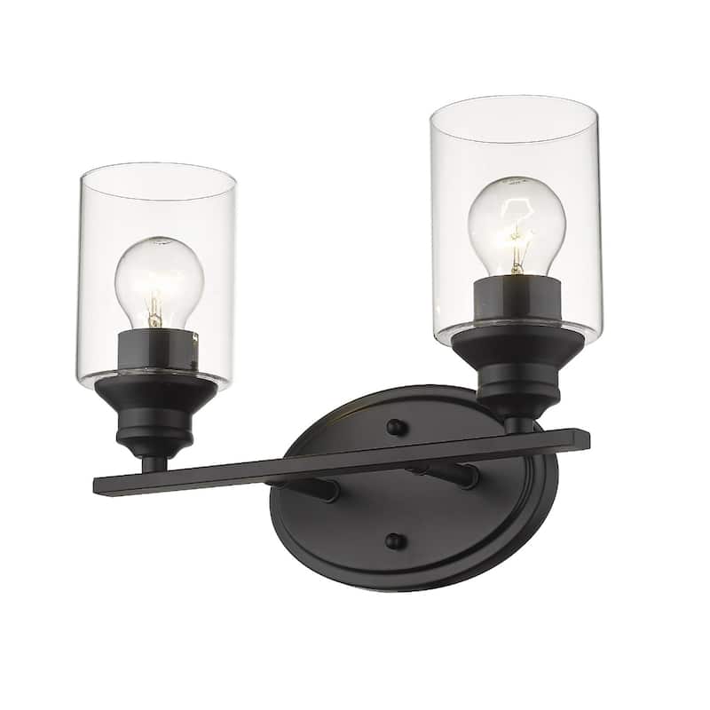 Modern Dimmable Flush Mount Wall 2-Light Fixture with Clear Glass Shade and A19 Bulb Compatible - 9.88" H x 14" W x 5.75" D