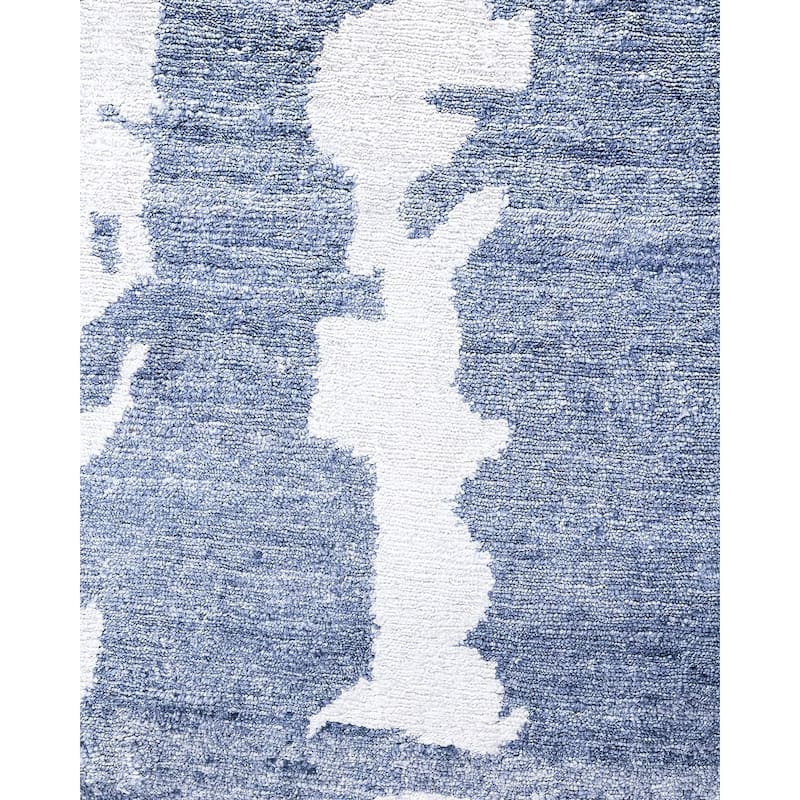 Modern One-of-a-Kind Hand-Knotted Area Rug, Blue - 9' 3" x 12' 0"