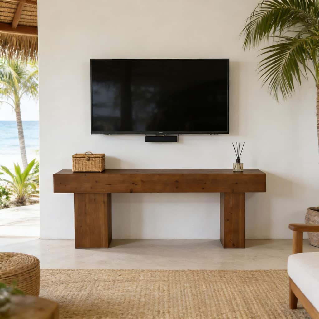 Solid Wood TV Stand for 55/60/65/75 Inch TVs, Entertainment Center Media Console Table for Living Room Bedroom