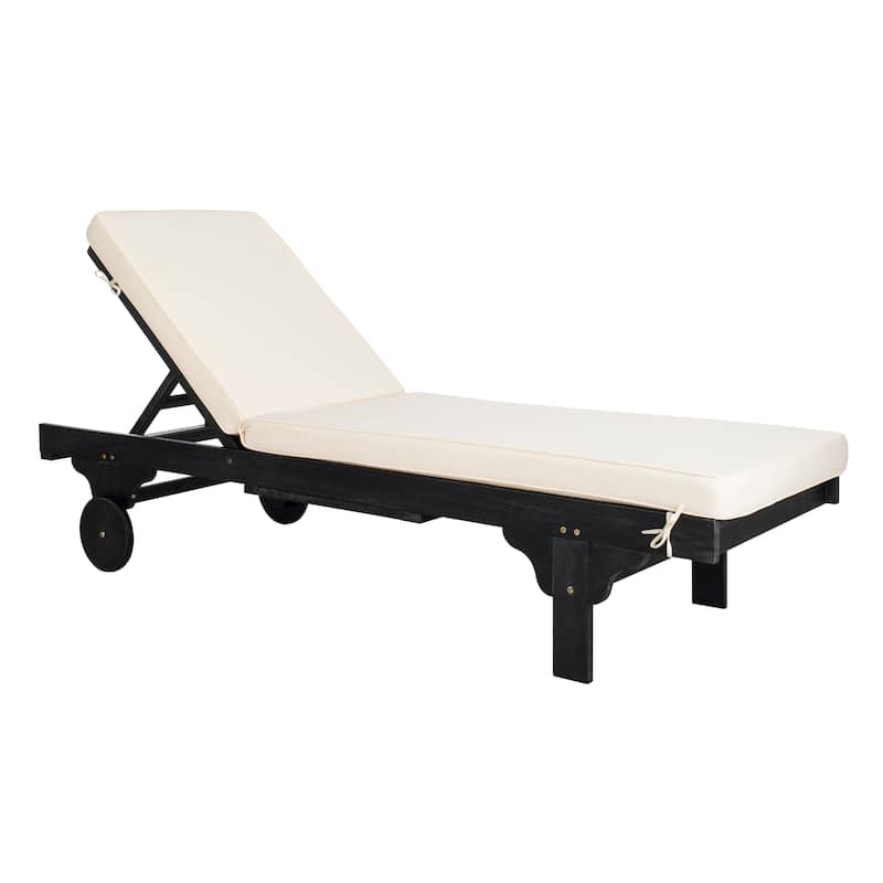 SAFAVIEH Outdoor Aubrie Adjustable Chaise Lounge Chair with Wheel.
