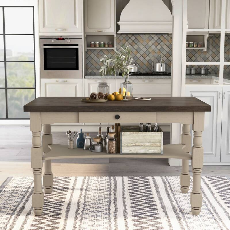 Furniture of America Graypath Farmhouse Ivory 60-inch Counter Height Table