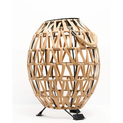 Solar Wicker Lantern Outdoor Rattan Light with LED 11"x15" Waterproof