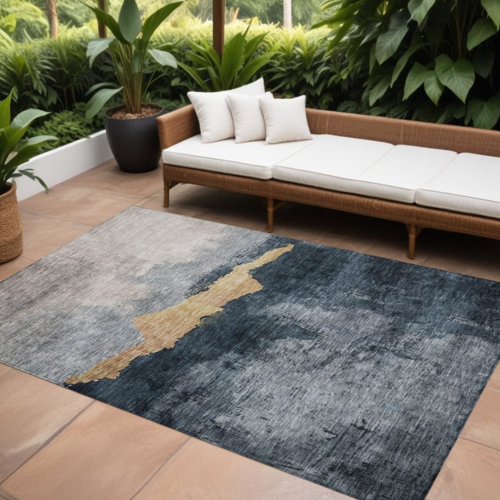 HomeRoots Abstract Transitional Rectangle Outdoor Rug