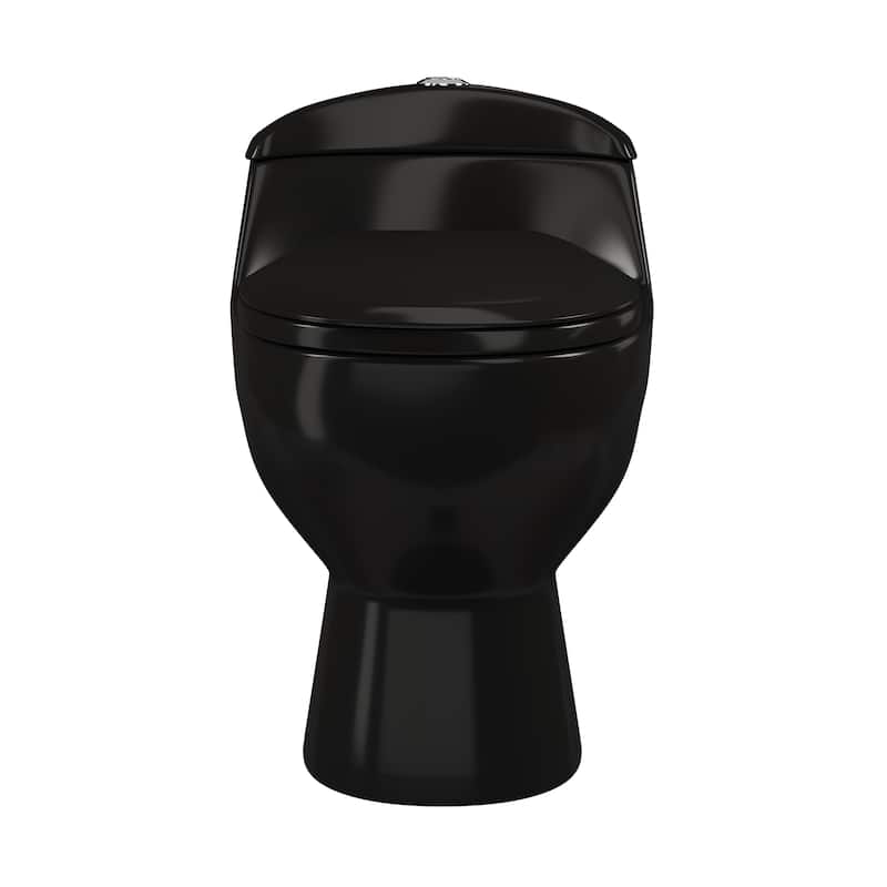 Chateau One-Piece Elongated Toilet Dual-Flush In Glossy Black 1.1/1.6 Gpf - 28.0" x 16.5" x 24.0"