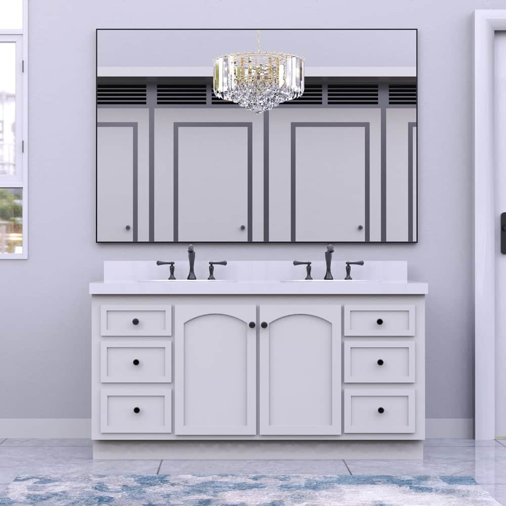 Large Rectangular Framed Wall Mount Bathroom Vanity Mirror - 60" x 36"