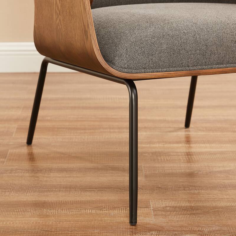 Art Leon Mid-Century Modern Fabric and Wood Accent Arm Chair