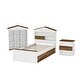 preview thumbnail 3 of 10, 3 IN 1 Kids Fun House-Shaped Wooden Bed with Nightstand and Storage Rack