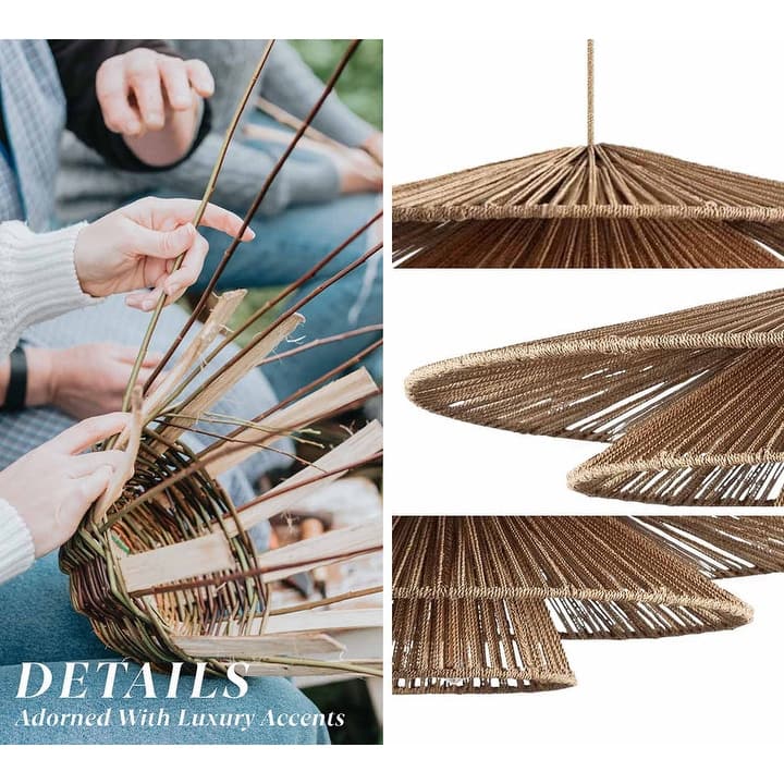 Sammie Rattan Pendant Light Natural Tiered 1-Light Handwoven Ceiling Light For Modern, Transitional, Farmhouse, Boho Room Decor