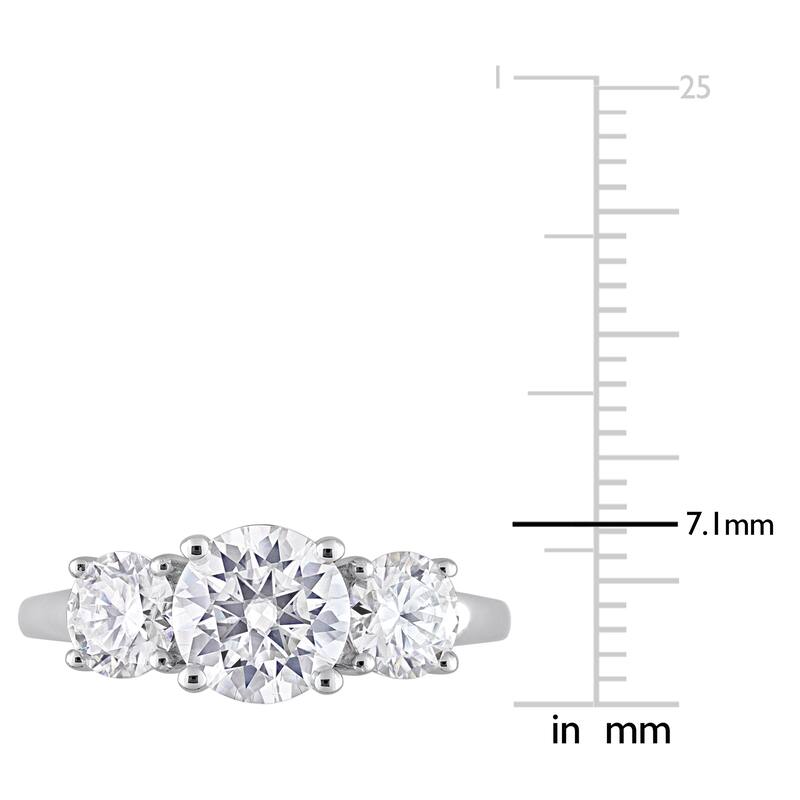 Miadora 2 1/4ct DEW Moissanite 3-Stone Engagement Ring in Sterling Silver