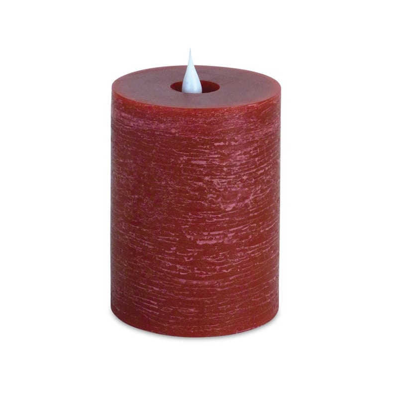 2 Red Flameless Battery Operated Simplux LED Designer Pillar Candle 5"