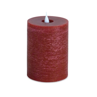 2 Red Flameless Battery Operated Simplux LED Designer Pillar Candle 5"