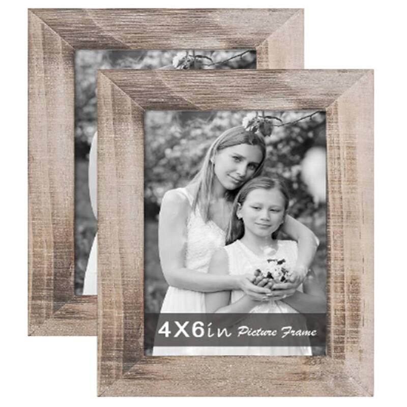 Adeco Decorative Distressed Wood Picture Frame Set - Set of 2-Brown&Light Grey - Set of 2-Brown&Light Grey