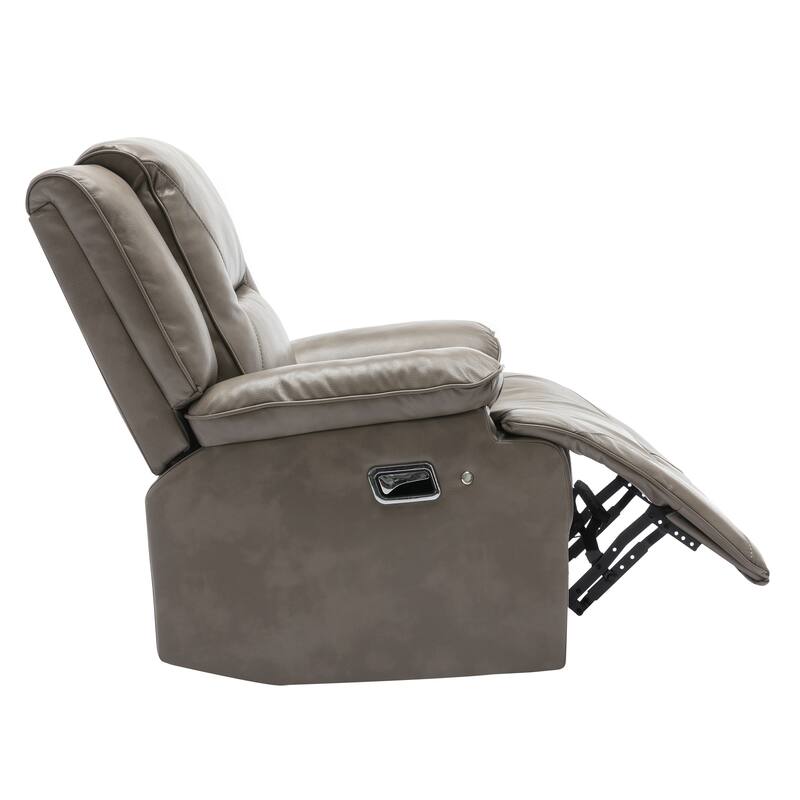 360° Swivel and Rocking Home Theater Recliner Manual Recliner Chair with a LED Light Strip for Living Room,Bedroom, Black