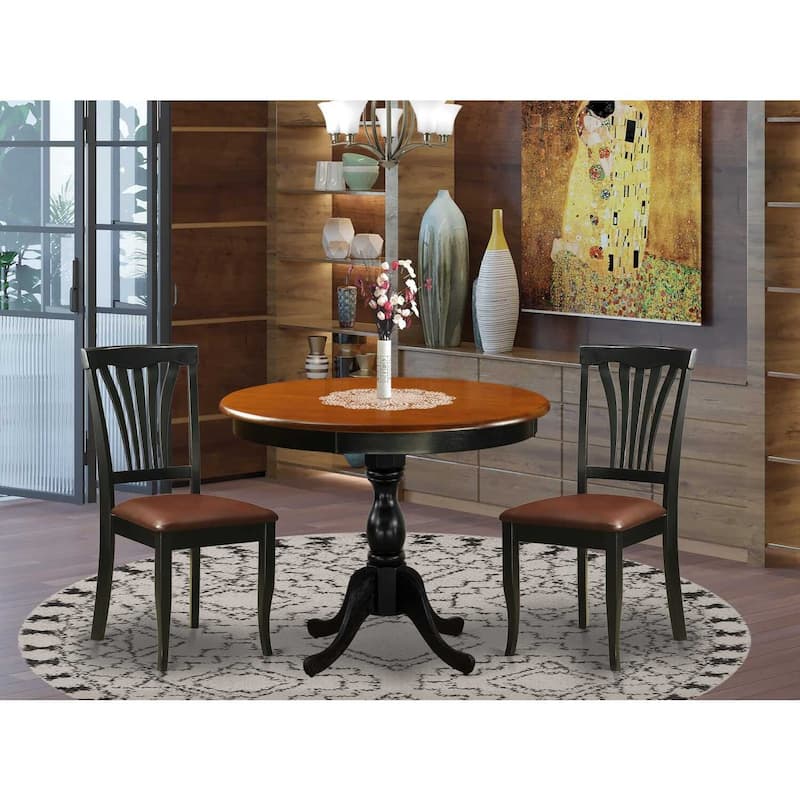 HomeStock 3-Piece Black and Cherry Finish Solid Wood Top - Dining Room Set - Seats-4