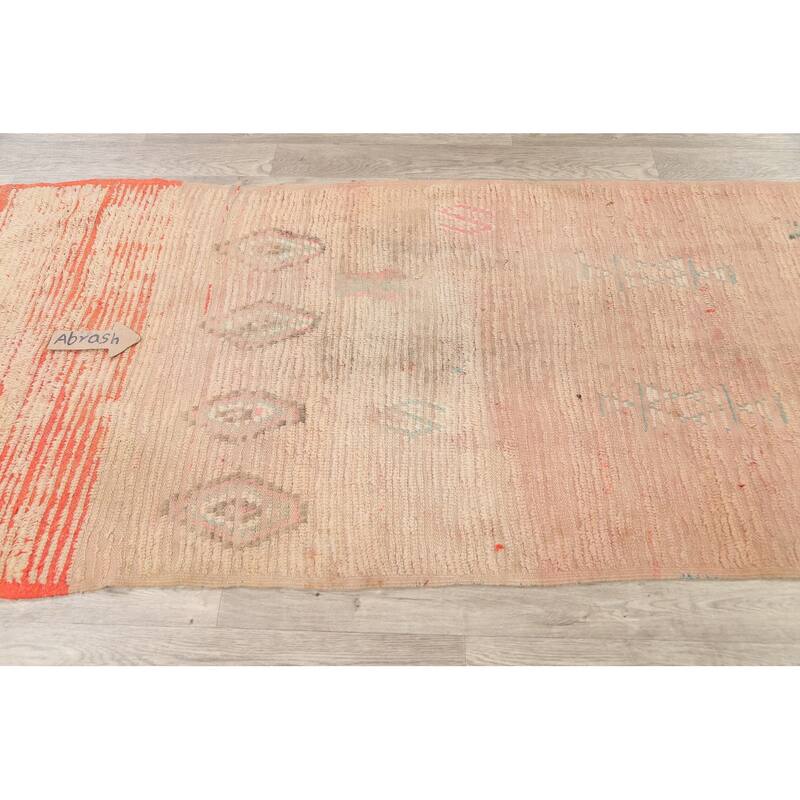 Clearance Antique Tribal Moroccan Oriental Runner Rug Wool Handmade - 3'5" x 9'4"