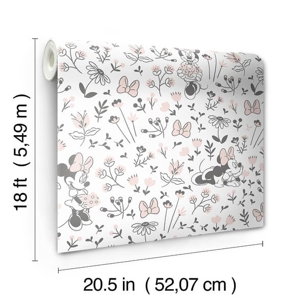 Disney Minnie Mouse Pretty as a Flower Black and White Peel and Stick Wallpaper - 216 x 20.50