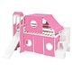 preview thumbnail 2 of 34, Twin Size Loft Bed with Storage Stairs, Tent & Tower, Solid Wood Castle-Inspired Kids Loft Bed Frame with Slide, Fence & Window
