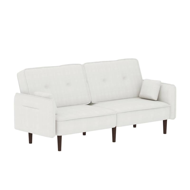 Fabric Futon Sofa bed with Solid Wood Leg