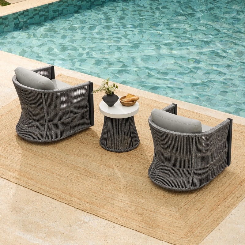 Carlos Outdoor Patio Furniture Bistro Set Swivel Chair