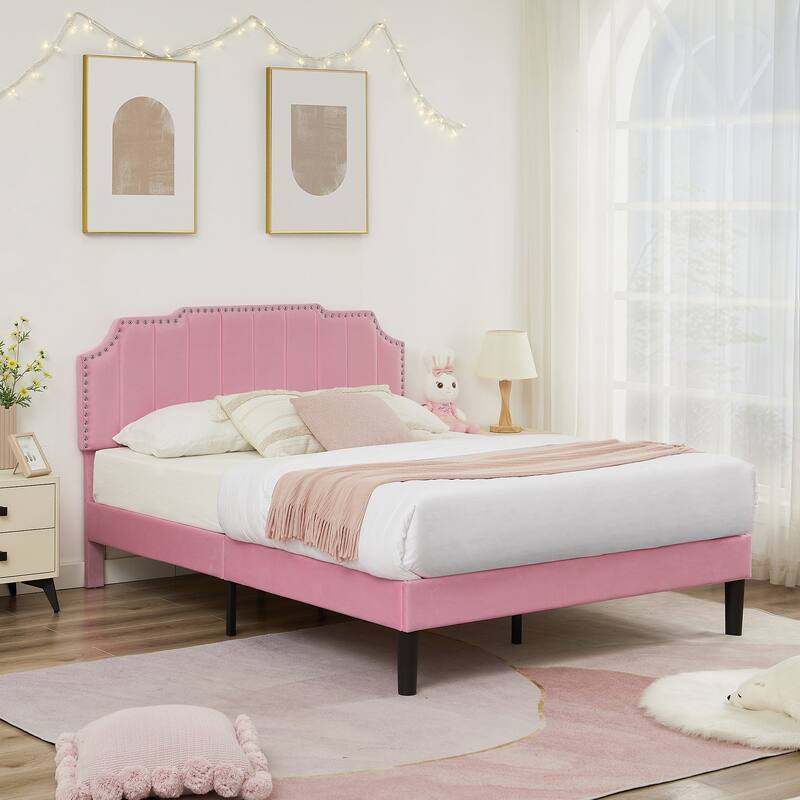 Bedroom Sets, 15 Style Options, 3-pieces Bedroom Set with Height Adjustable Upholstered Bed and Nightstands Set of 2-VECELO