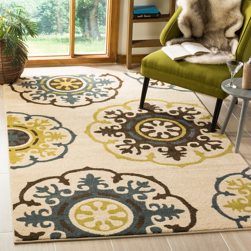 SAFAVIEH Newbury Lu Modern Floral Rug - 3' x 5' - Ivory/Blue