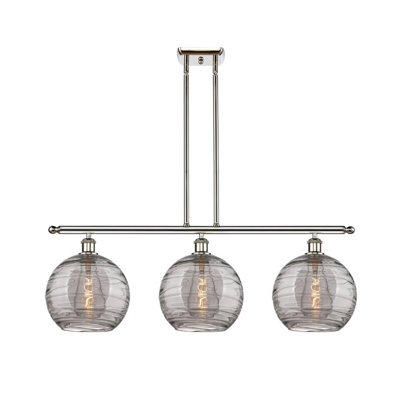 Innovations Lighting 516-3I 12 37 Athens Deco Swirl Chandelier Athens - Polished Nickel / Light Smoke Deco Swirl