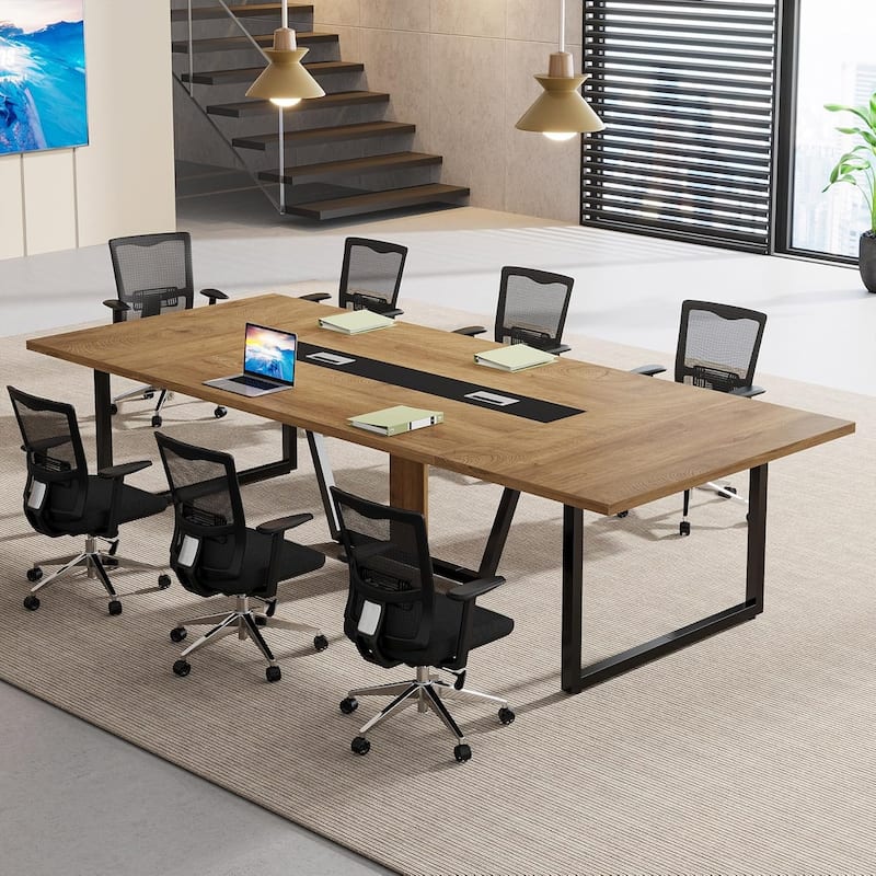 8FT Large Conference Table with Strong Metal Frame for Office Conference