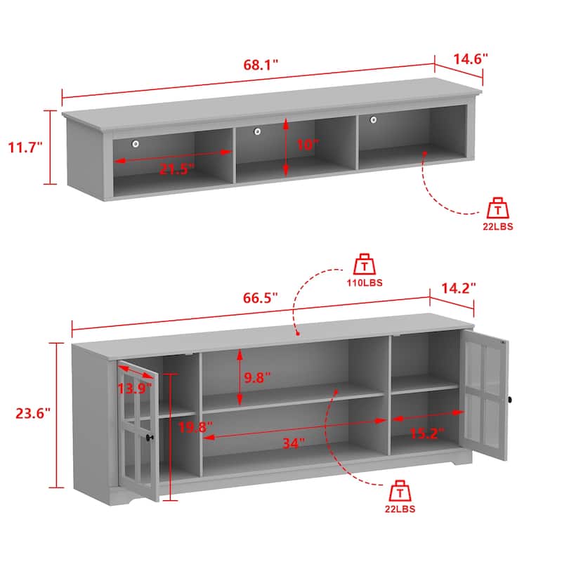 Large Modern Wood Entrainment Centers in White TV Stand Wall Cabinet