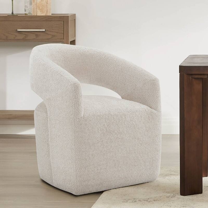 Spruce & Spring Modern Barrel Dining Chair with Casters Rolling Accent Chair