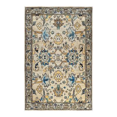Serapi One-of-a-Kind Hand-Knotted Area Rug - Light Gray, 4' 0" x 5' 11" - 4' 0" x 5' 11"
