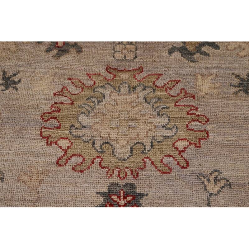 Vegetable Dye Oushak Turkish Area Rug Handmade Beige Wool Carpet - 8'1" x 9'10"
